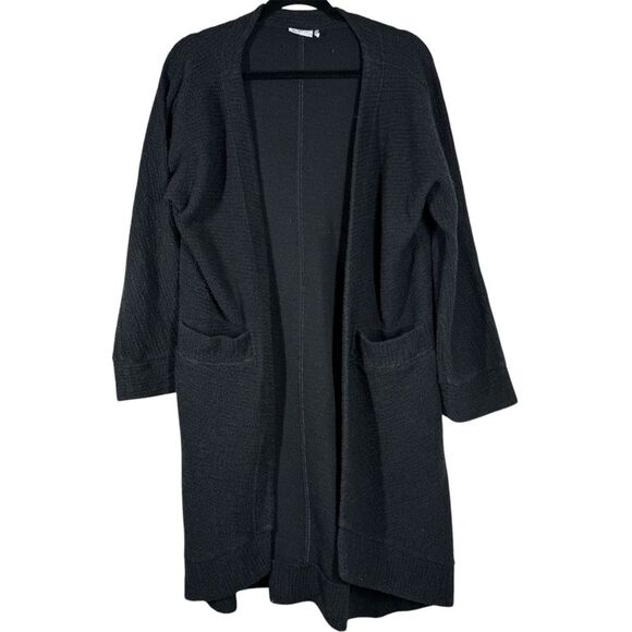 Out From Under Black Long Cardigan Sweater Open Front Textured Size Medium/Large - Picture 1 of 5